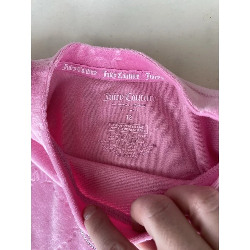 Juicy Couture Girls Pink Velour Monogram Pajama Set Size 12